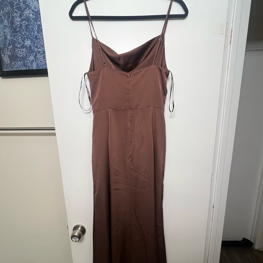 Birdy Grey - Lydia Dress - Matte Satin Chocolate Brown - Small - Picture 11 of 15